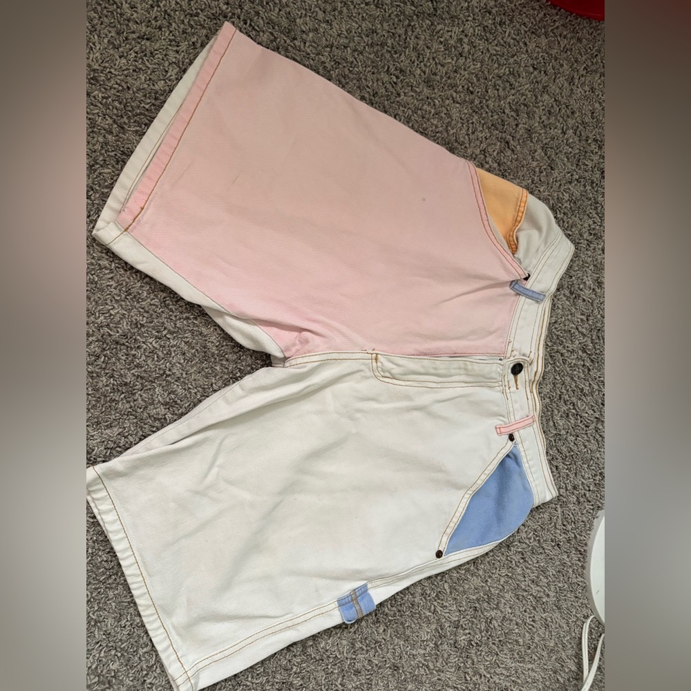 Colorblock Jean Shorts for Women